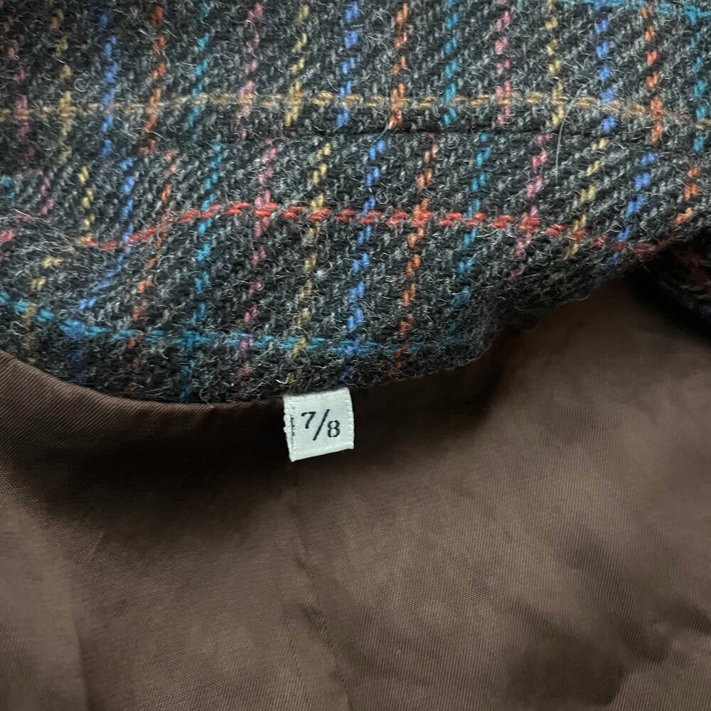Vintage Peabody House Wool Blazer Size 7 8 Charcoal Multi Stripe - Picture 4 of 10